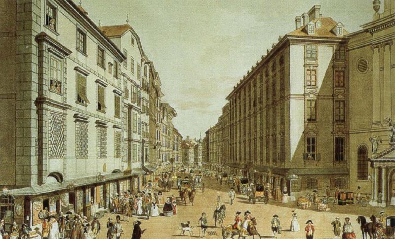 william wordsworth vienna in the 18th century a view of one of its streets, the kohlmarkt oil painting image